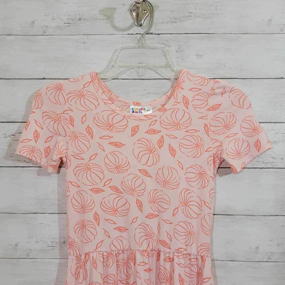 Dot Dot Smile Long Maxi‎ Dress Fall Print Pumpkins Leaves Orange Size 8/10